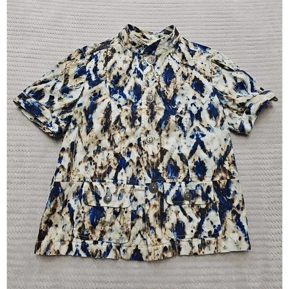 Chicos Short Sleeve Jacket Womens 0 US XS / Small Button Up Pockets - Picture 1 of 6